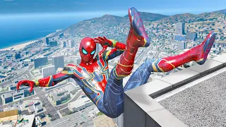 GTA 5 Iron Spiderman Falling off Highest Buildings - Episode 07 (Euphoria Ragdolls)