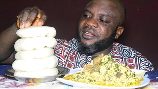 ASMR MUKBANG EGUSI SOUP WITH GOAT MEAT AND CASSAVA FUFU/ NIGERIAN FOOD