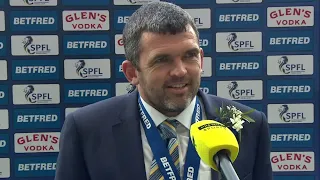 St. Johnstone's Callum Davidson reacts to a historic Betfred Cup final win for his team