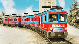 City Bank Rob Fail - Lego City Cartoon - Lego Police Thief Race - Choo choo train kids videos
