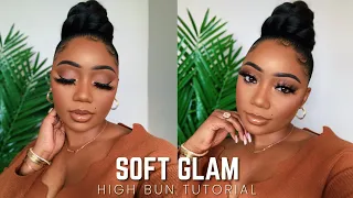Soft Neutral Glam x High Bun | Tamara Renaye
