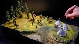 Terrifying Centipede Fights Native Warriors Diorama