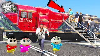 GTA 5 : Franklin First Train Experience With Shinchan & Pinchan in GTA 5 ! JSS GAMER