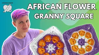 How to crochet granny square African Flower for beginners. #crochet