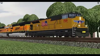 POV oddball pair with a UP SD70ACU with an RS3L horn and a bnsf BN heritage scheme ES44Ac