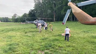 Helicopter landing at the farm