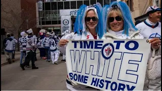 Jets fans bring playoff vibes, electric energy to Winnipeg's 1st whiteout street party since 2019