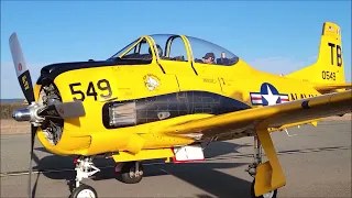 T-28 walk around, start up , take off and fly by