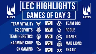 LEC Highlights ALL GAMES Day 3 | LEC Winter 2024