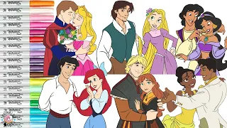 Disney Princess Coloring Book Compilation Ariel Eric Rapunzel Flynn Tiana Naveen Anna Kristoff