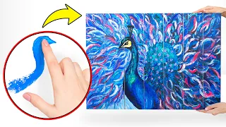 Jak Namalować Zjawiskowego Pawia Bez Pędzli? Genialny Tutorial!🦚🎨🖐🏼