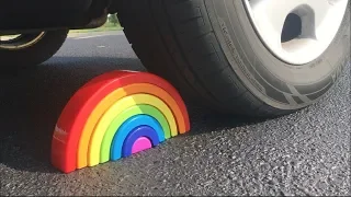 EXPERIMENT: CAR VS TOY STACKING RAINBOW