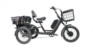 The electric tricycle can climb hills, and it can also carry people. Riding is a happy sport，travel