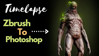 Zbrush to Photoshop,  Bio Mutant creature concept Timelapse.