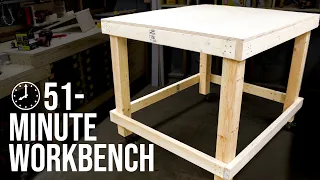 DIY Workbench in UNDER 1 Hour // Woodworking Shop Project