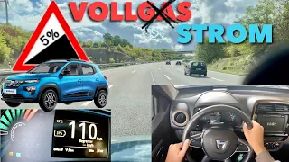 Dacia Spring - Mit Vollgas auf der Autobahn die 5% Steigung hoch - Wie schnell geht das ?