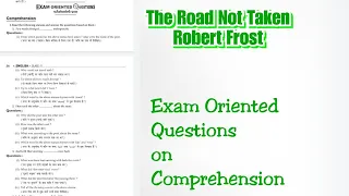 The Road Not Taken : Exam Oriented Questions  on Comprehension !