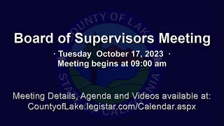 Board of Supervisors Tuesday Meeting 10-17-2023