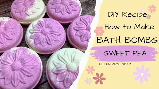 How to Make SWEET PEA Bath Bombs 💗 - Full Recipe + Tips, Wrapping & Labels | Ellen Ruth Soap