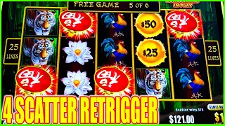 I Got A 4 Scatter Retrigger on Million Dollar Dragon Link Panda Magic Slot Machine