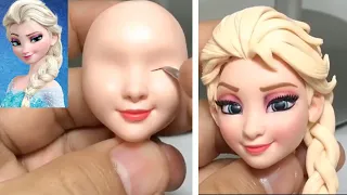 Clay sculpture - Realistic Frozen Elsa character head exactly the same, made from polymer clay