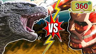 360 / VR video Godzilla VS The Rumbling - Attack on Titan - Monster Battle