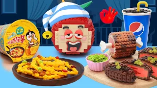Lego Mukbang Midnight Fast Food Challenge | Stop Motion & LEGO Food ASMR