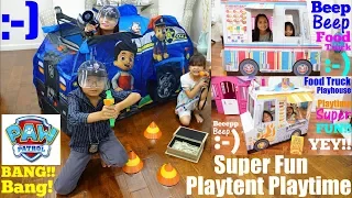 Paw Patrol Play Tent Playtime! Police Pretend Play. Food Truck Playhouse Toy Unboxing. Toy Channel