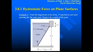 Mechanics of Fluids Topic 3 Part 8 - Fluid Statics - Hydrostatic Force on Plane Surface