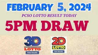 Lotto Result Today 5pm February 5, 2024 Swertres Ez2 PCSO#lotto
