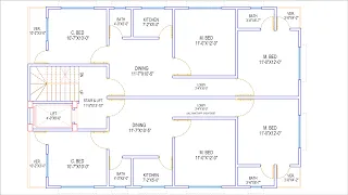 HOUSE PLAN DESIGN | EP 78 | 1650 SQUARE FEET TWO-UNIT HOUSE PLAN | LAYOUT PLAN