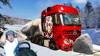 МЕРСЕДЕС НЕ ВЫВЕЗ СУРОВОГО МОРОЗА - СУРОВАЯ РОССИЯ в EURO TRUCK SIMULATOR 2