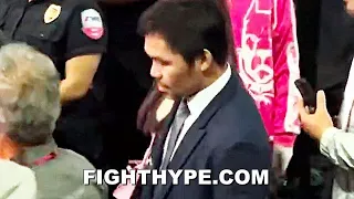 MANNY PACQUIAO ARRIVES TO SPENCE VS. CRAWFORD TO SHOW SUPPORT TO HIS FIGHTER ISAAC CRUZ