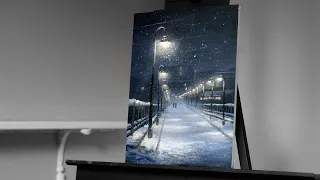 Painting a Snow Covered Winter Street with Acrylics - Paint with Ryan