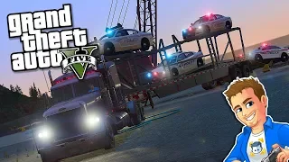 Transporting Cars for LSPD - GTA 5 REAL LIFE MOD #5 | Let's Go to Work | Car Carrier Trailer Mod