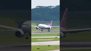 Changi Arrival: Thai Airways B777-200ER's Smooth Landing from Suvarnabhumi! 🛬🌏 | Airport Moments