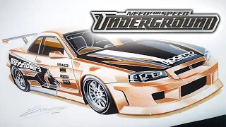 Need for Speed UNDERGROUND # 1 | Nissan SKYLINE GT-R Drawing