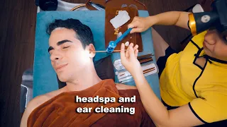 ASMR: Relaxing Headspa Water Massage with Ear Cleaning and Shaving!