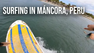 Surfing in Máncora, Perú