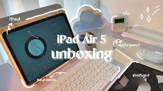 iPad Air 5 Unboxing ✨ starlight | Apple Pencil 2 ✏️ | Accessories 🍎🌷🍏