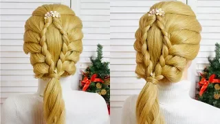 Прическа с Плетением для Средних и Длинных Волос/ Hairstyle Tutorial