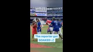 Didn’t see this coming 🤣 #Reporter #Soaked #Baseball #Game #BlueJays #GettothePoint