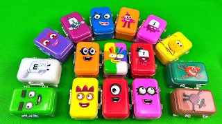 Mixing Rainbow CLAY with Numberblocks inside Suitcase, CLAY Bags,... Coloring! ASMR