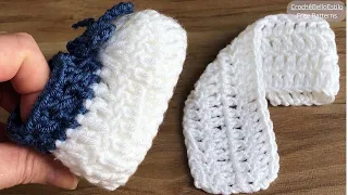 SPECIAL TECHNIQUE FOR CROCHET BABY SHOES💎😍 EASY! STEP BY STEP