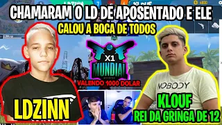 LDZINN VS KLOUF O GRINGO DA 12 - LDZINN CALOU A BOCA DE TODOS - X1 VALENDO 1000 DÓLARES!