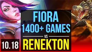 FIORA vs RENEKTON (TOP) | 2.6M mastery points, 4 early solo kills, 1400+ games | KR Master | v10.18