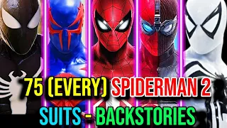 75 (Every) Spiderman 2 Suits - Backstories Explored, The Game Universe Spiderman Suits - Mega Video!