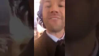 Jared Padalecki and Misha Collins on set of Supernatural