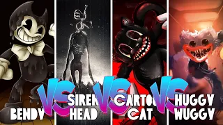 Bendy vs Siren Head vs Cartoon Cat vs Huggy Wuggy | Beat Roller