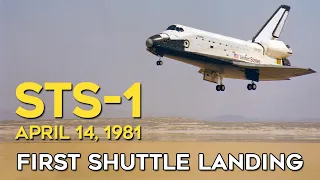 STS-1 Landing at Edwards - Cockpit Views, Ambient Audio, Real-time, First Shuttle, NASA, 1981, TV